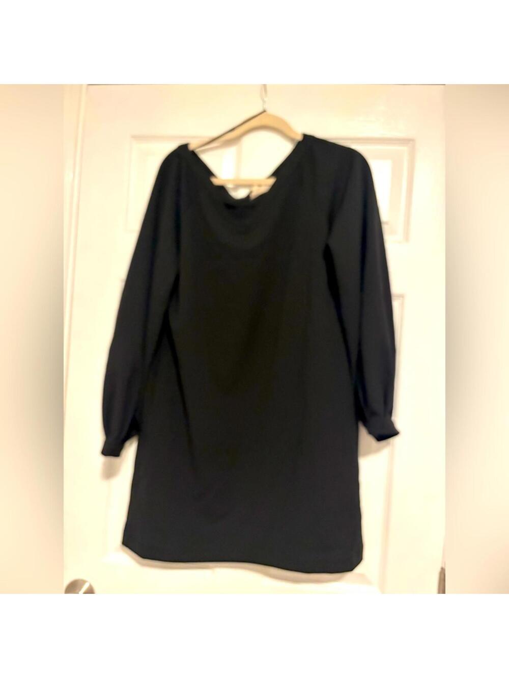 Coverstitched Black Long Sleeve Dress Size Small